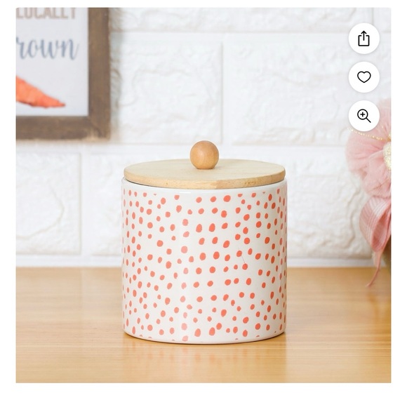 Way To Celebrate Orange Dot Ceramic Jar, 5" - Picture 10 of 12